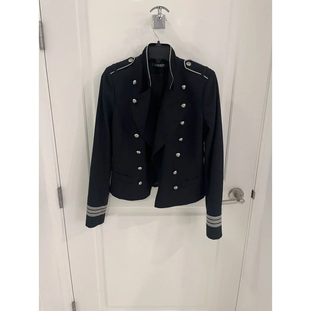 NWOT Lauren Ralph Lauren Jacket Black Military Double breast Sz 2 - Picture 5 of 16